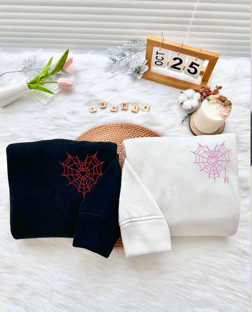 Spiderman Web Heart - embroidered sweatshirt