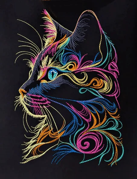 Colorful Cat - embroidered sweatshirt