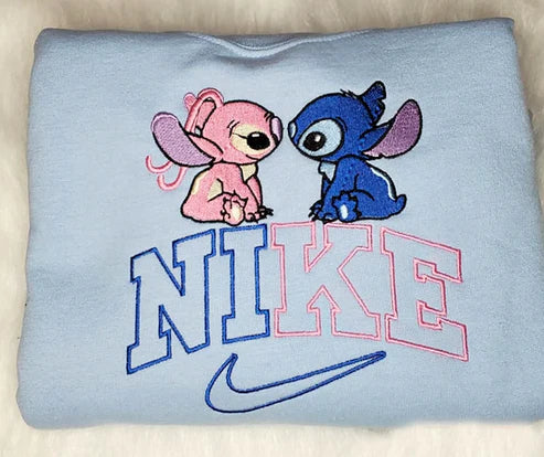 Stitch & Angel Couple - embroidered sweatshirt